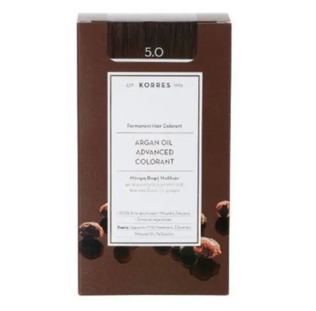 Korres Argan Oil Advanced Colorant Μόνιμη Βαφή Μαλλιών 5.0 Καστανό Ανοιχτό Φυσικό, 50ml 2