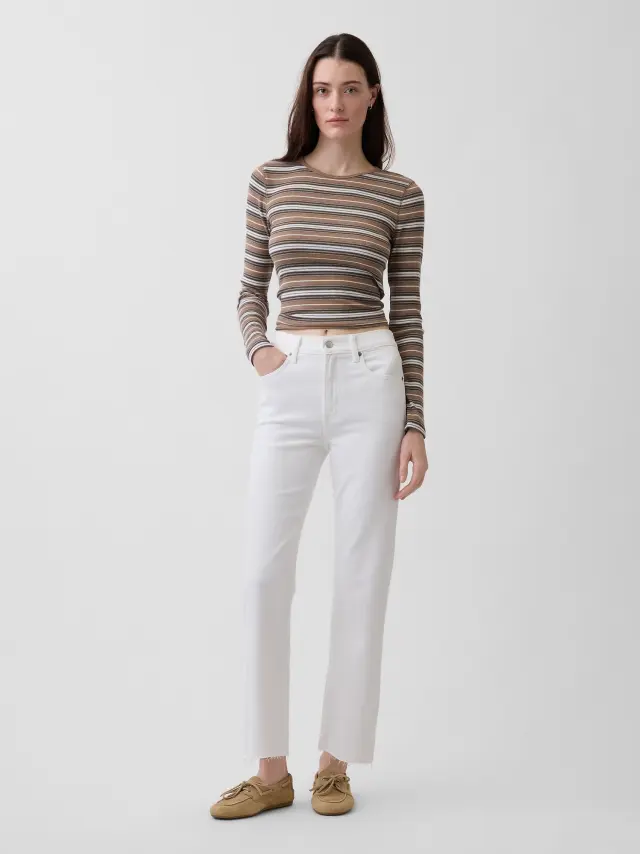 Γυναικείο Ψηλόμεσο Τζιν Παντελόνι ’90s Slim Straight Crop Fresh white