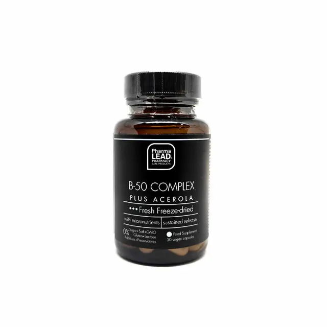 Pharmalead B-50 Complex Plus Acerola Βιταμίνη για Ενέργεια, Ενίσχυση του Ανοσοποιητικού & το Νευρικό Σύστημα 30 κάψουλες