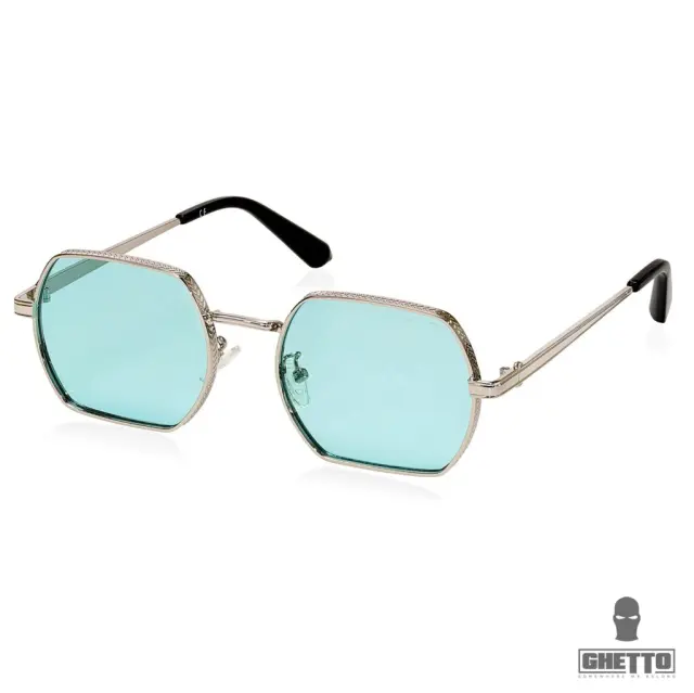 Ghetto Retro Octagon Sunglasses Silver Frame For Women