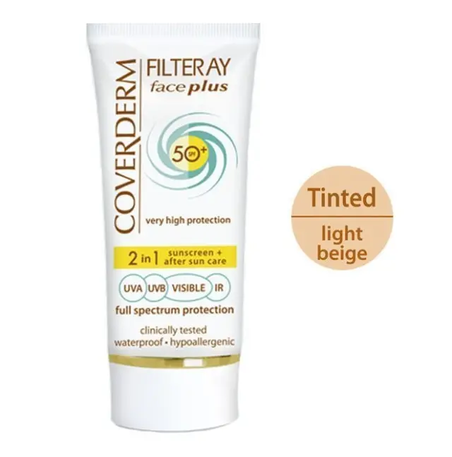 Coverderm 2in1 Face Plus SPF50+ Αντηλιακή Κρέμα Προσώπου & After Sun με Χρώμα 50ml - Ανοιχτή Απόχρωση dry-sensitive-skin-el