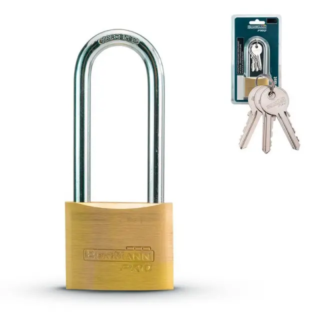Bormann Pro BLK1016 - Λουκέτο μακρύλαιμο ορειχάλκινο 60mm με κλειδί ορειχάλκινο (051145)