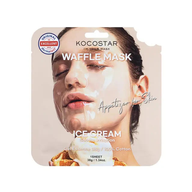 Kocostar Waffle Face Mask Ice Cream Εμποτισμένη Καταπραϋντική Μάσκα Προσώπου για ευαίσθητες επιδερμίδες, 1 τεμάχιο