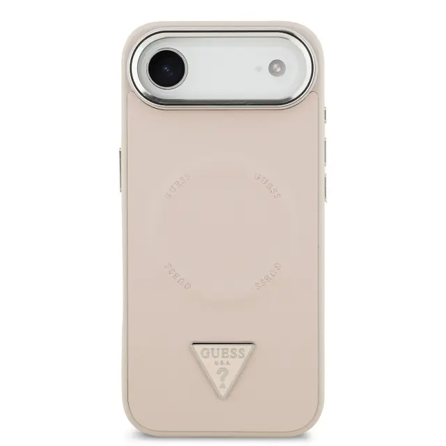 Guess PU Leather Triangle Logo MagSafe Case for iPhone Air Pink 3