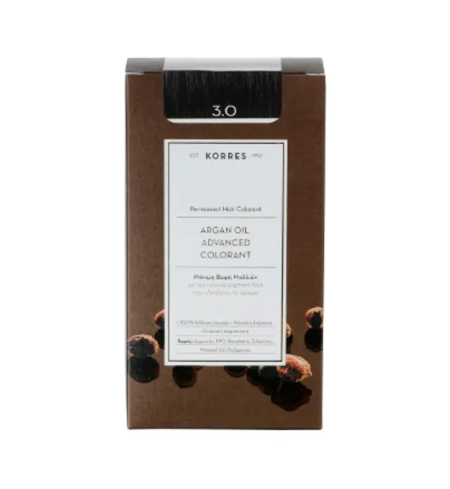 Korres Argan Oil Advanced Colorant Μόνιμη Βαφή Μαλλιών 3.0 Καστανό Σκούρο Φυσικό, 50ml