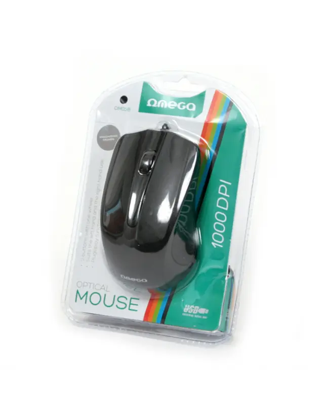 MOUSE OMEGA OM-05B OPTICAL 800-1200-1600DPI BLACK BLISTER [41786]