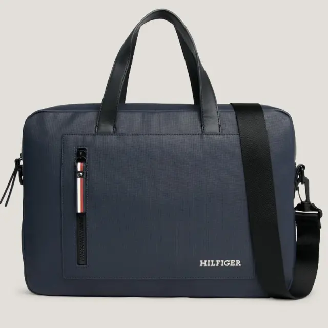 Tommy Hilfiger - Ανδρική Τσάντα Χαρτοφύλακας Pique Slim AM0AM11784-DW6 Μπλε Σκούρο