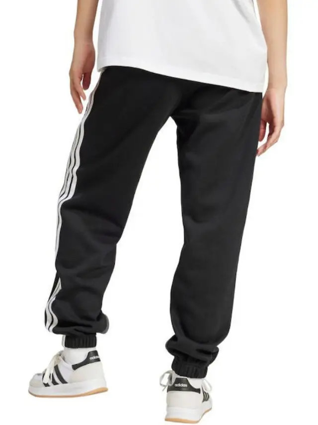 Adidas Essentials 3-stripes Παντελόνι Φόρμας Fleece Μαύρο - M 2