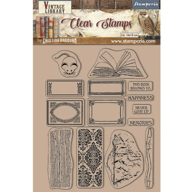Σφραγίδα Stamperia 14×18 cm, Vintage Library, Tag