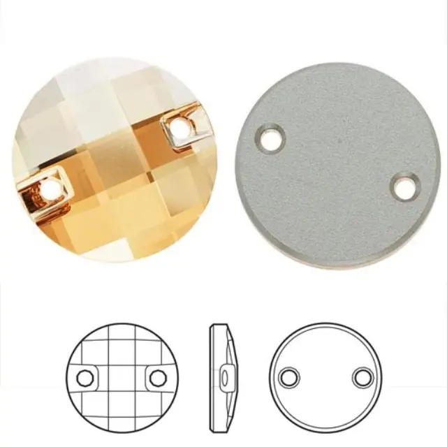 Swarovski 3220 Round Chessboard Sew-on Stone Crystal Golden Shadow Ø10mm - 2τεμ