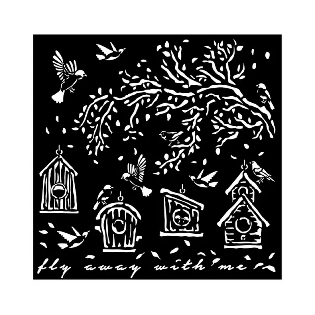 Thick Stencil 18x18cm, Stamperia, Garden, Nests