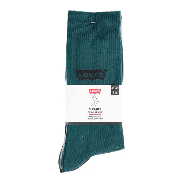 Levi's Ανδρικές Κάλτσες Regular Cut Batwing Logo - 3 Ζεύγη, Χρώμα Green Combo