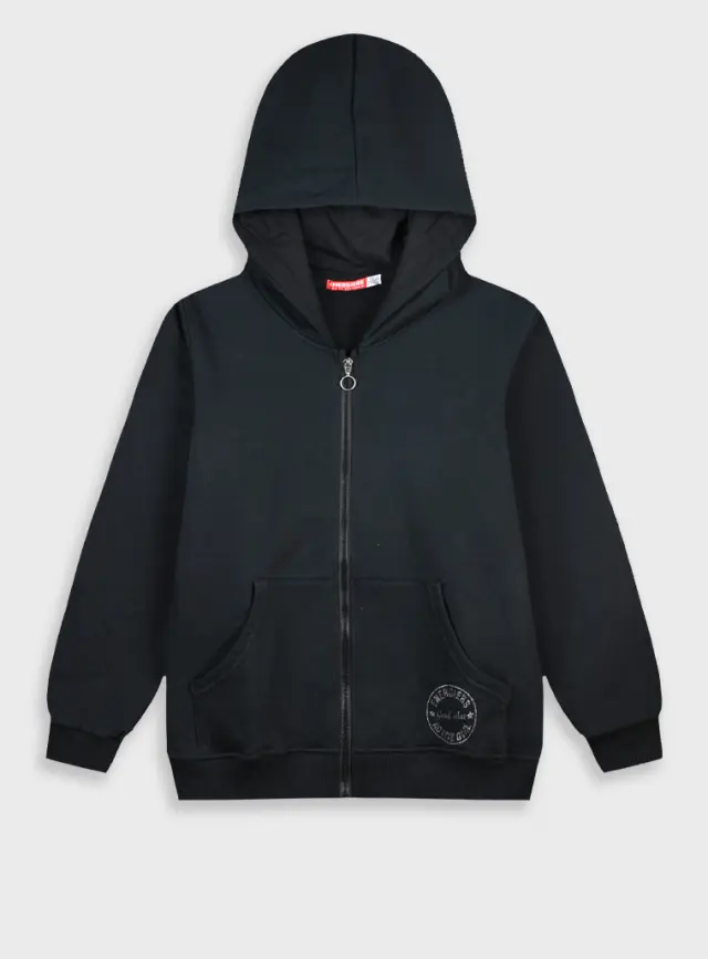 Fleece ζακέτα Energiers Basic Line με κουκούλα - ΜΑΥΡΟ