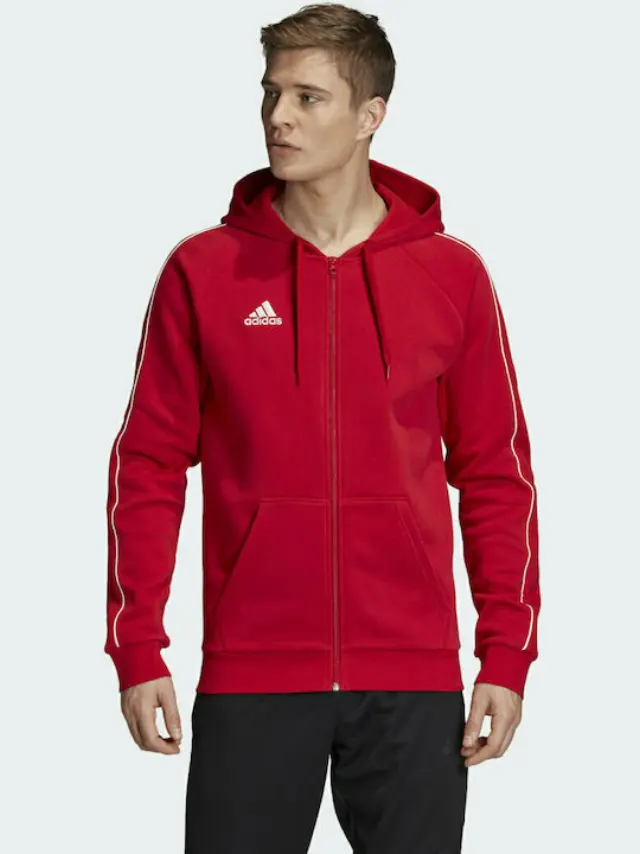 Adidas Core 18 Ανδρική Φούτερ Ζακέτα με Κουκούλα και Τσέπες FT8071 1424 - M