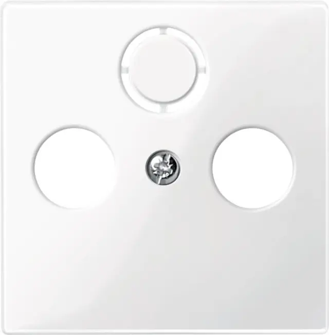 Central plate for antenna sock.-out.s 2/3 holes, polar white, glossy, System M