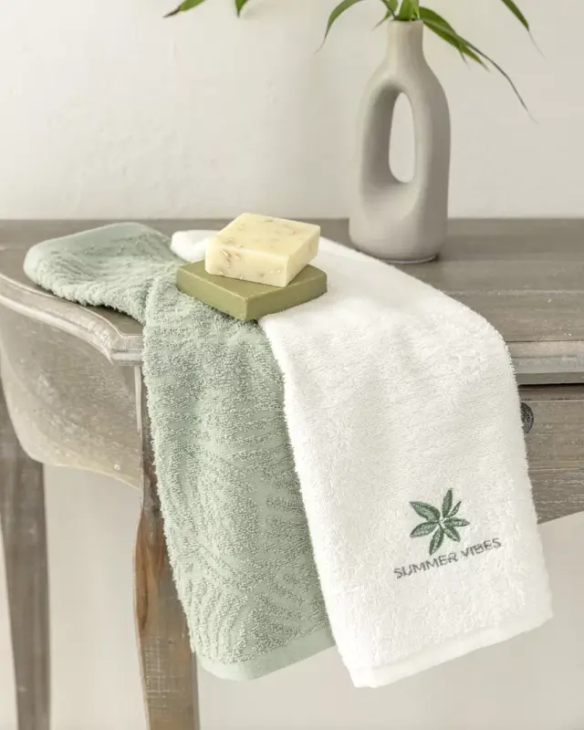 Σετ 2Τ Πετσέτες Χεριών 30x50 400gsm Nima Summer Vibes Mint Green-Ivory 100% βαμβακερό