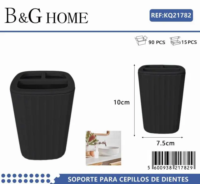 Θήκες οδοντόβουρτσας πλαστικές σε σετ 5Χ - Black - 21782 2