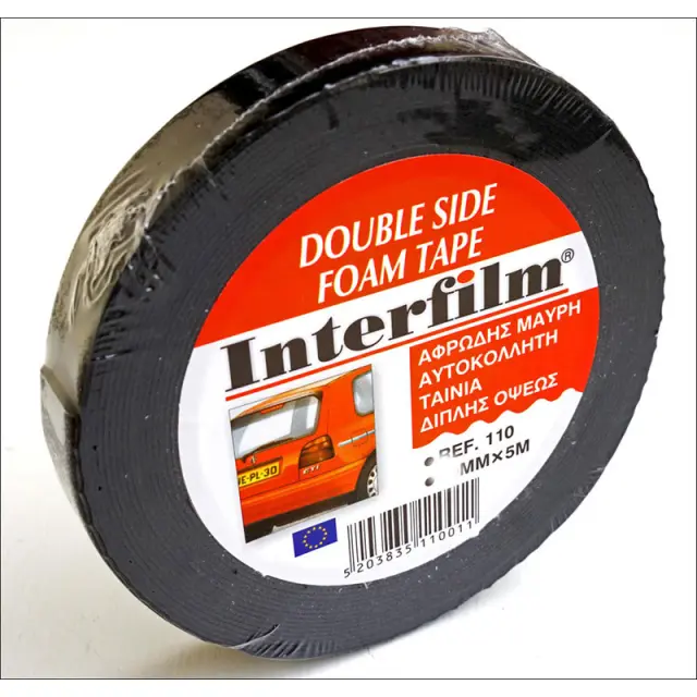INTERFILM 110 Ταινία διπλής όψης αφρώδες μαύρη 12mm x 5m (08-072-030)
