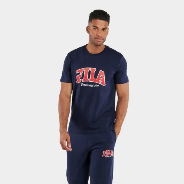Fila - Ανδρικό T-shirt Lanaken Regular Fit FAM0882-50004 Μπλε Σκούρο - XL