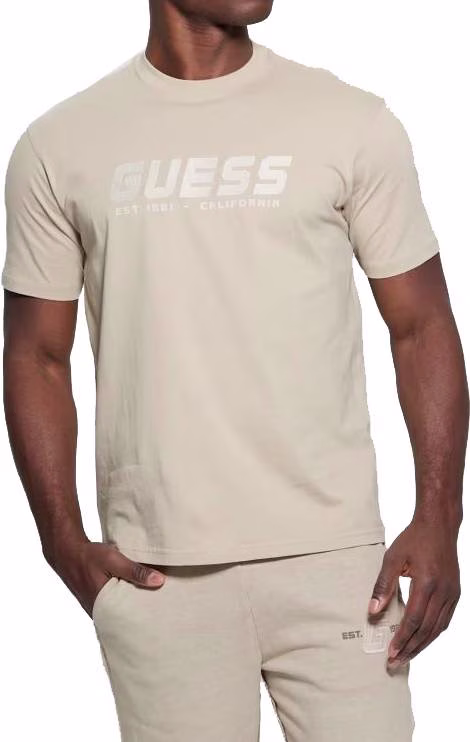 Guess Μπέζ T-Shirt Με Κεντημένο Λογότυπο στην ίδια απόχρωση Μπεζ - S 3