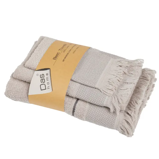 Πετσέτες Σετ 3Τεμ 30x50-50x90-70x140 450gsm Best Das Home 0841 Grey 100% βαμβακερό 2