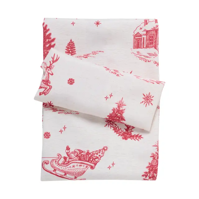 Τραπεζομάντηλο 140x220 Christmas Das Home 0772 Ecru-Red 100% Πολυέστερ 2