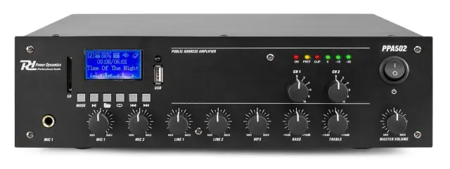 POWER DYNAMICS PPA502 ΜΙΚΤΗΣ-ΕΝΙΣΧΥΤΗΣ 2 ΖΩΝΩΝ 100V 50W 3