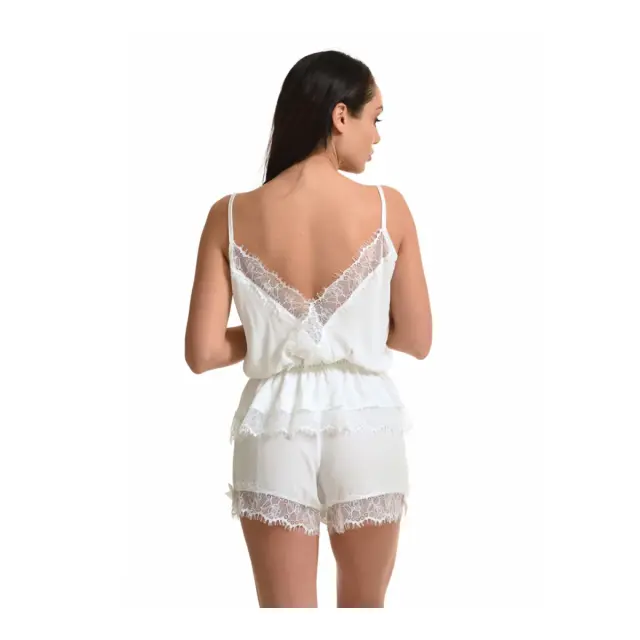 Miss Rosy Γυναικείο Babydoll Ζορζέτα Δαντέλα, Χρώμα Ιβουάρ 2