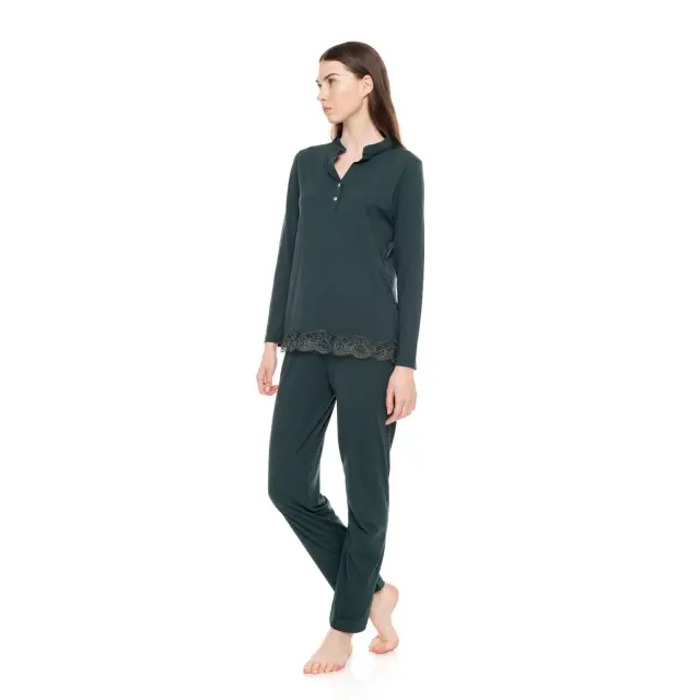 Γυναικεία πυτζάμα Solid Midnight W1568 Dark Green Pink Label 3