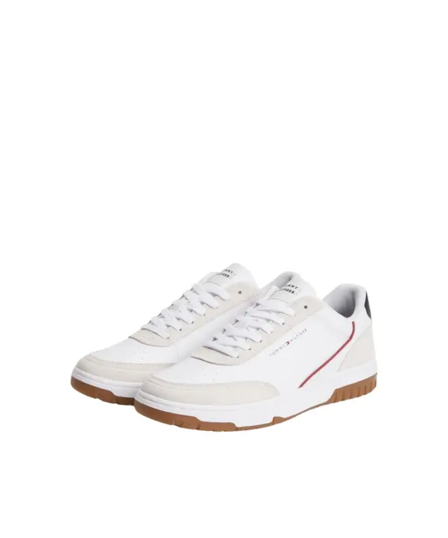 Tommy Hilfiger - Ανδρικά Sneakers Th Basket Core Leather Suede Mix FM0FM05881-0GZ Λευκό 2