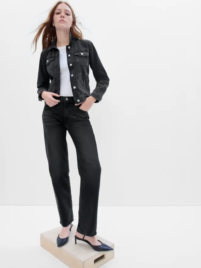 Μαύρο Mid Rise Distressed '90s Loose Jean Παντελόνι με Washwell washed black