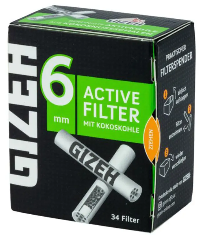 Φίλτρο Gizeh Extra Slim 34 Ενεργού Ανθρακα 6mm - Green