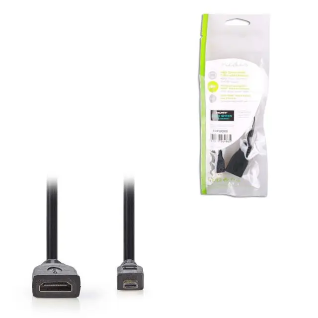 Καλώδιο High speed HDMI with Ethernet, HDMI micro αρσ. - HDMI θηλ., με επίχρυσες επαφές, 0.20m.