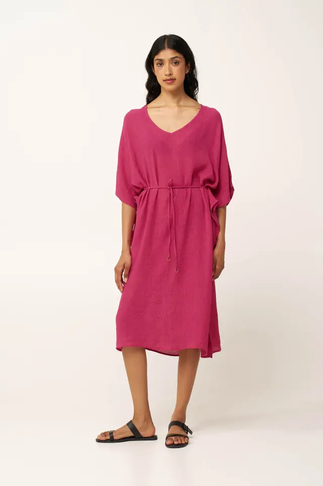 Αέρινο Καλοκαιρινό Φόρεμα από Γάζα Vamp 24403 FUCHSIA PEONY 3