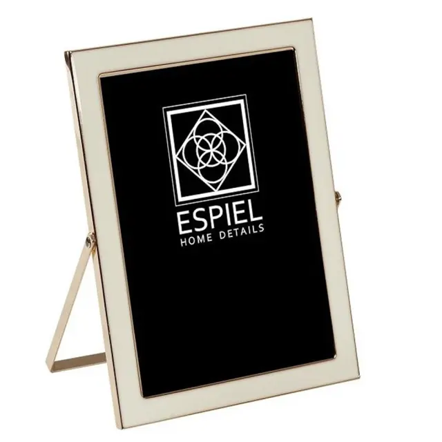 Κορνίζα μεταλλική λευκό–χρυσό 13x18cm Espiel FAM602