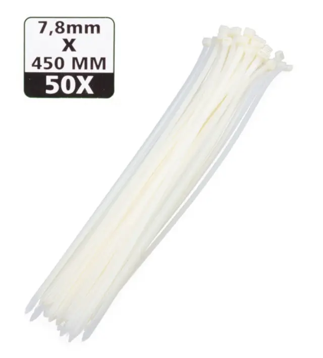 Cable ties 7.8 x 450 mm 50 pieces white