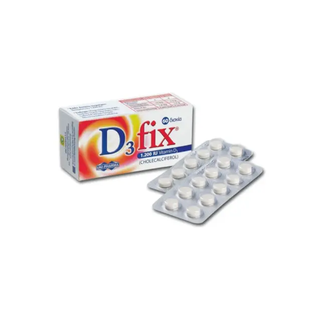 Uni-Pharma D3 Fix 1.200iu Βιταμίνη D3 Για Δυνάτά Οστά και Αρθρώσεις, 60 ταμπλέτες