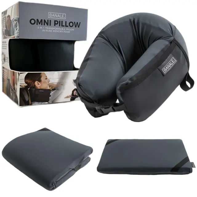Μαξιλαράκι ταξιδίου Omni Pillow με αφρό μνήμης σε γκρι χρώμα 3 σε 1