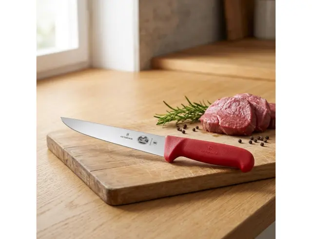 Μαχαίρι Κρέατος Victorinox Fibrox με στενή λεπίδα και μήκος 18cm - Red5.5501.18
