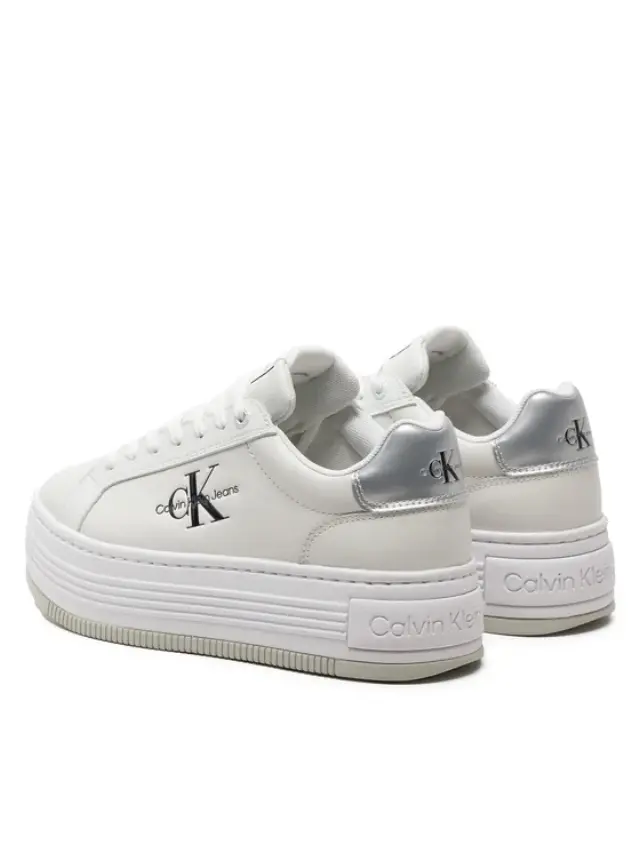 Calvin Klein - Γυναικεία Sneakers Bold Platf Low Lace Lth Ml Mtl YW0YW01516-0K9 Λευκό - 39 3