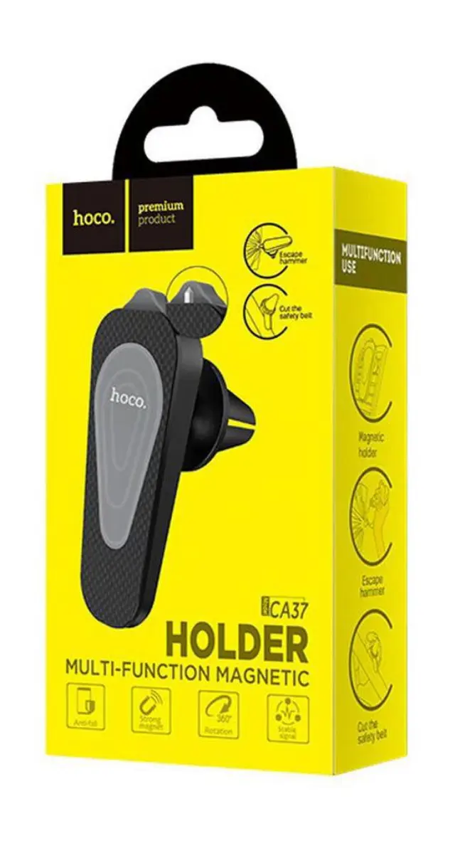 Βάση Στήριξης Αεραγωγού Αυτοκινήτου Hoco CA37 Magnetic Μαύρη - Γκρι με Emergency Tools 2