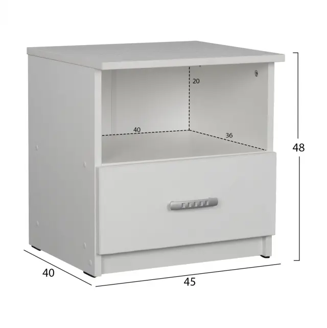 ΚΟΜΟΔΙΝΟ ΜΕΛΑΜΙΝΗΣ ΛΕΥΚΟ FB92431.03 45x40x48 εκ. 2
