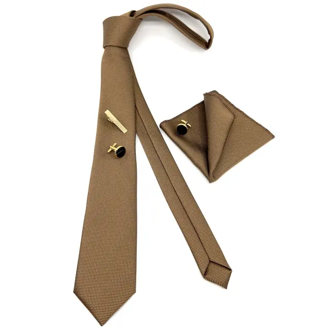 Ταμπά Camel Γραβάτα Oxford 6,5 cm με Ασορτί Μαντήλι 2