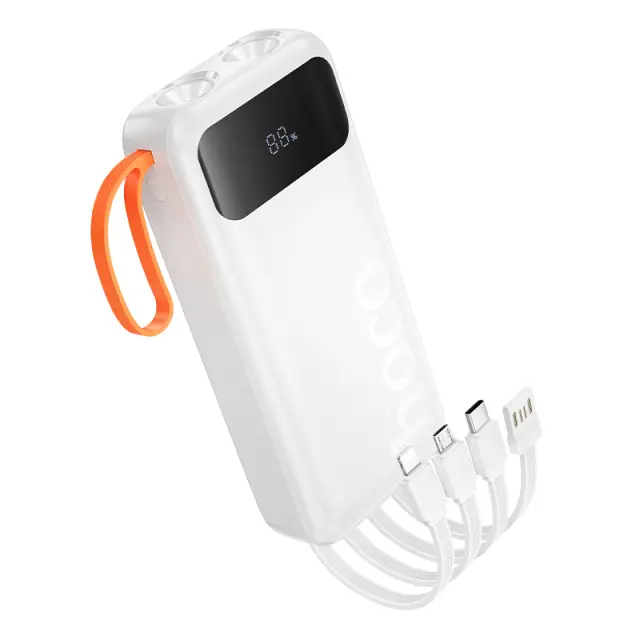 Power Bank Hoco J151A Spirit 20000mAh με 4 Καλώδια Φόρτισης, Φακό και LED Ένδειξη Λευκό