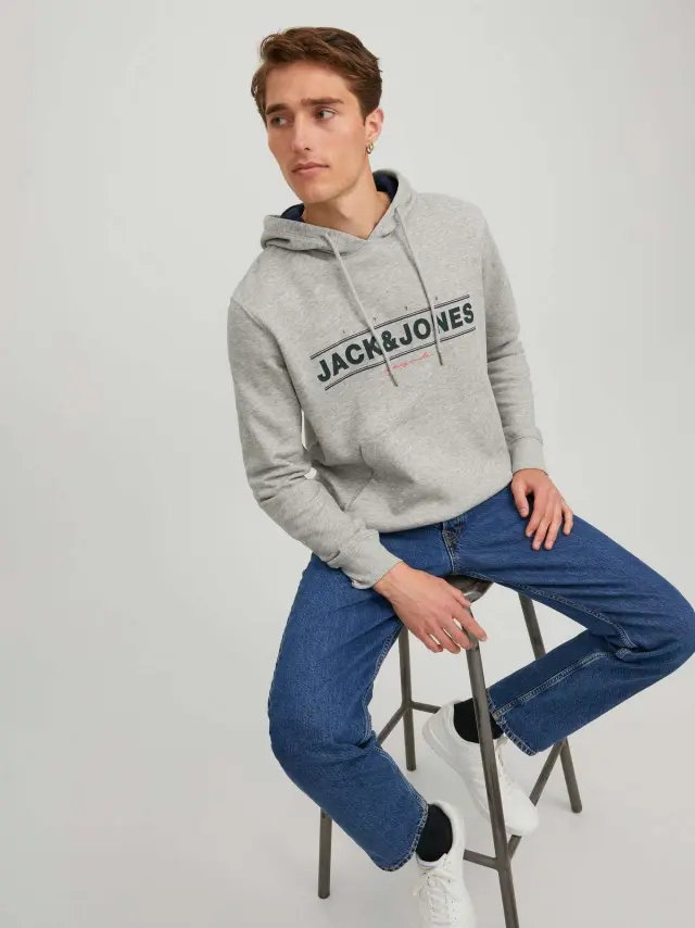 JORFRIDAY SWEAT HOOD BF Light Grey Melange 2