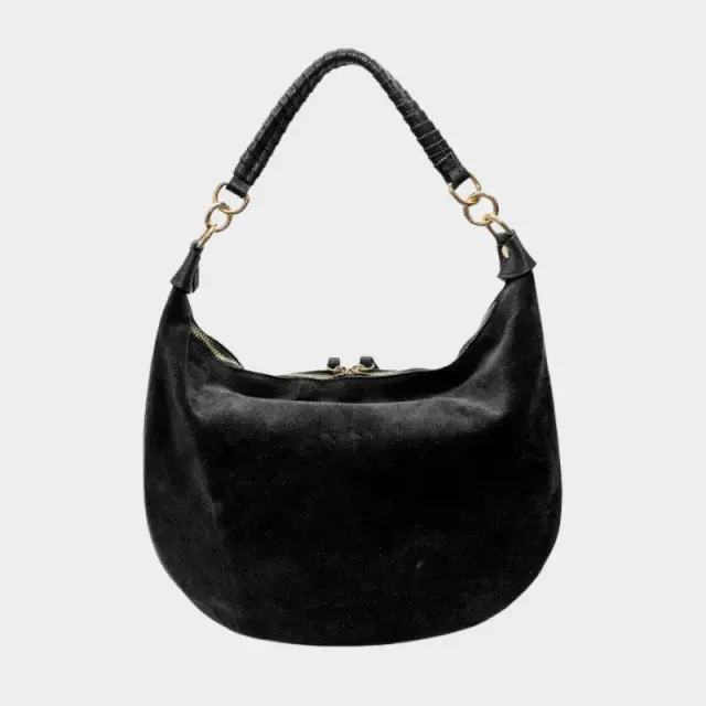 Suede Δερμάτινη Τσάντα Ώμου Cherry Paris Nadine 4165 Μαύρο - ONESIZE 2