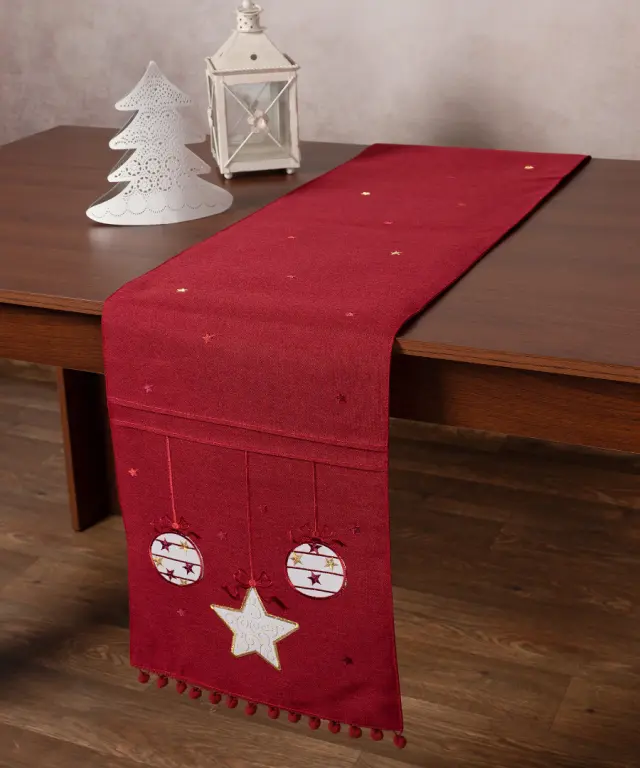 Χριστουγεννιάτικη τραβέρσα NW343 (35cm x 175cm) κόκκινη - -