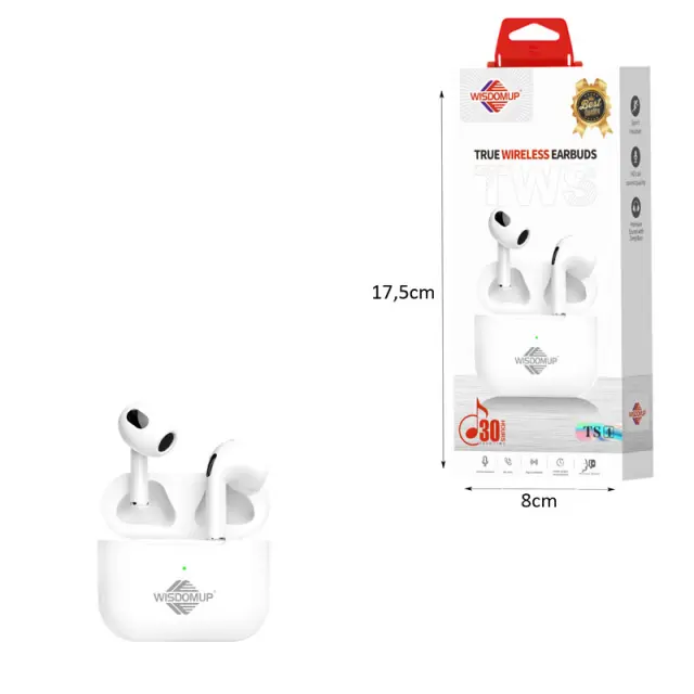 Wisdomup Ασύρματα Ακουστικά Bluetooth TWS με Θήκη Φόρτισης TS4 - Wireless Bluetooth TWS Earbuds with Charging Case 017884 2