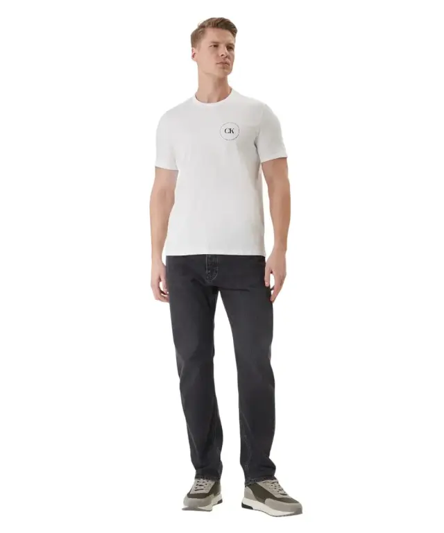 Calvin Klein - Ανδρικό T-shirt Linear Logo Regular Fit LV04RF801G-YAF Λευκό - S 2