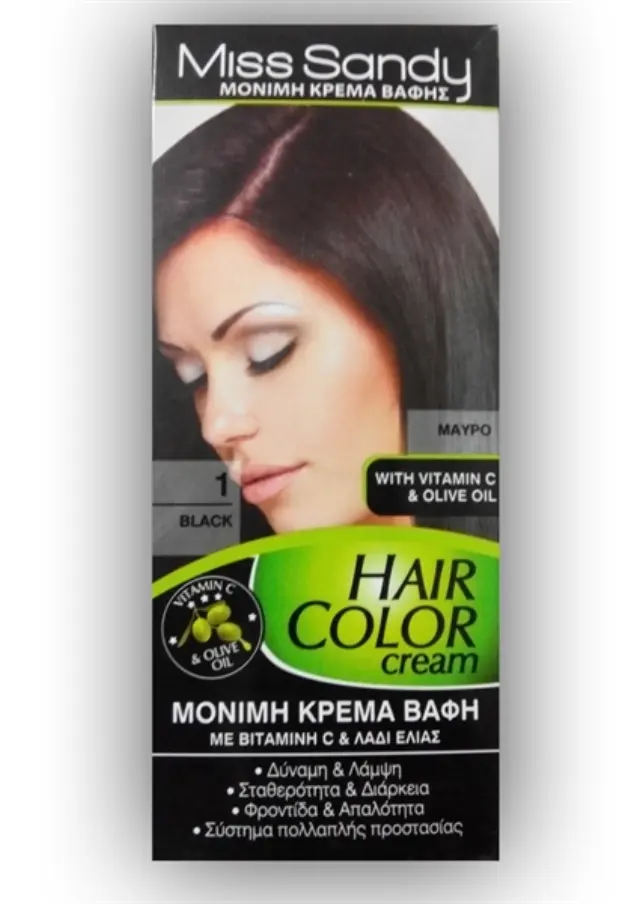 Miss Sandy Hair Color Cream 1/0 Μαύρο 60ml